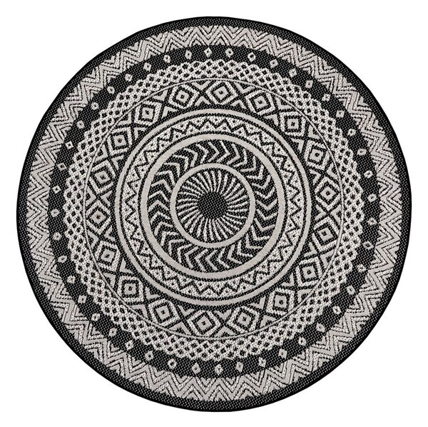 Czarno-szary dywan odpowiedni na zewnątrz Ragami Round, ø 160 cm
