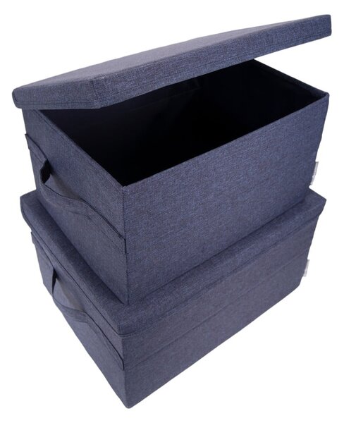 Niebieski tekstylny pojemnik z pokrywką 40x30x22 cm Soft Storage – Bigso