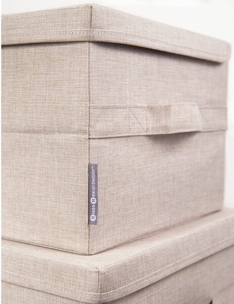 Beżowy tekstylny pojemnik z pokrywką 40x30x22 cm Soft Storage – Bigso