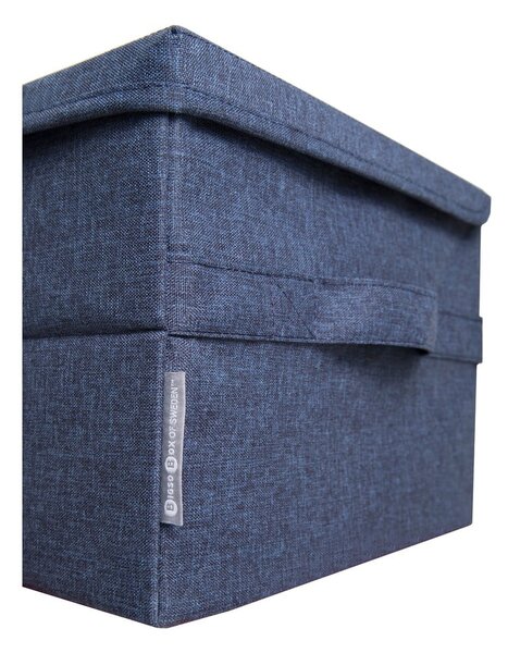 Niebieski tekstylny pojemnik z pokrywką 40x30x22 cm Soft Storage – Bigso