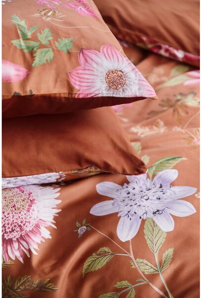 Brązowa pościel dwuosobowa z satyny bawełnianej Bonami Selection Blossom, 200x220 cm