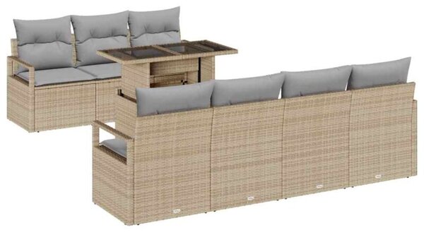 Zestaw Mebli Ogrodowych Komplet Wypoczynkowy Z Poduszkami 8-Częściowy Beżowy Rattan Na Taras Balkon Ogród