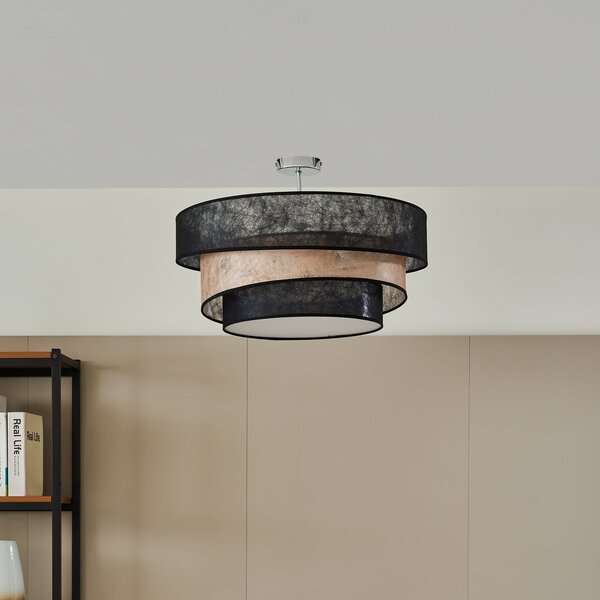 Lampa Sufitowa Lindby, Ayvira, ściemnialny, czarny, salon, tkanina | tekstylia, nowoczesny