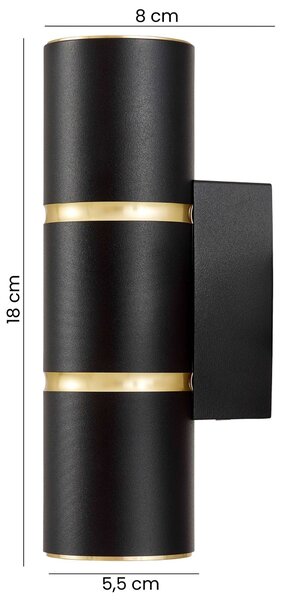 LAMPA ŚCIENNA KINKIET NOWOCZESNY CZARNO-ZŁOTY ASTI W2