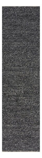 Ciemnoszary chodnik z mieszanki wełny tkany ręcznie 60x230 cm Minerals – Flair Rugs