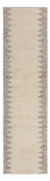 Kremowy chodnik z mieszanki wełny tkany ręcznie 60x230 cm Minerals Border – Flair Rugs