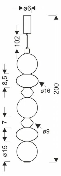Szklana lampa wisząca 3 punktowa LED E9-S31