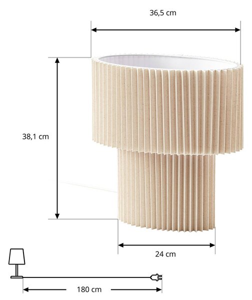 Lampa stołowa Tazia Lindby, kremowy / amber, salon / jadalnia, tkanina / materiał / jedwab