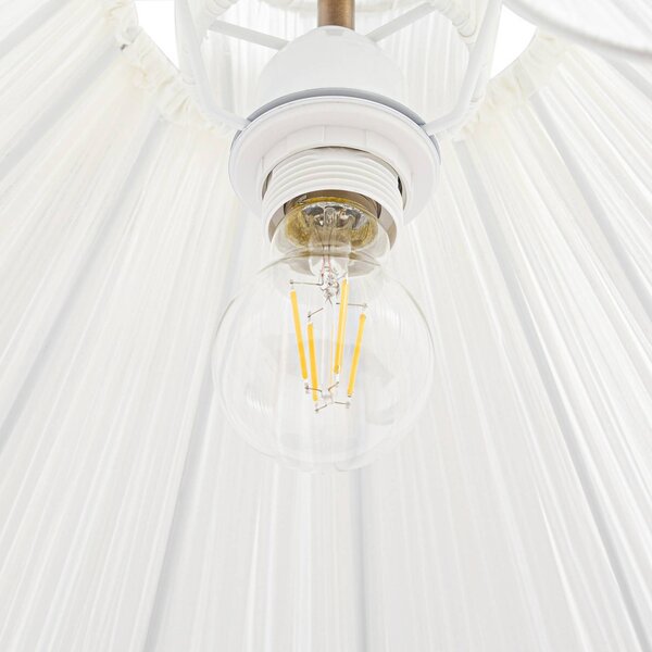 Lampa wisząca Lisbeth Lucande, możliwość ściemniania, biały / opal, salon / jadalnia, tkanina / materiał / jedwab, dworkowy / rustykalny