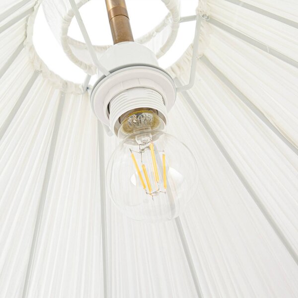 Lampa stojąca Lisbeth Lucande, biały / opal, salon / jadalnia, tkanina / materiał / jedwab, dworkowy / rustykalny