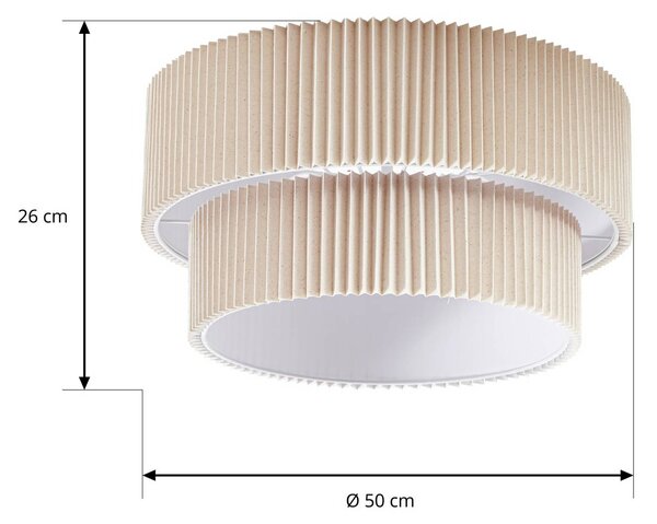 Lampa sufitowa Tazia Lindby, możliwość ściemniania, kremowy / amber, salon / jadalnia, tkanina / materiał / jedwab