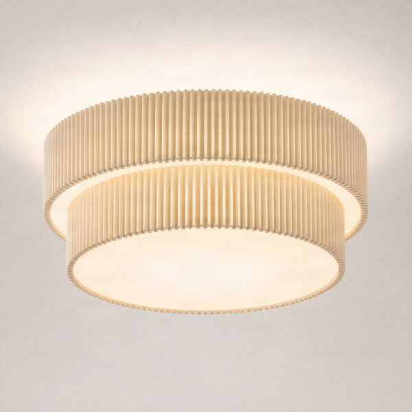 Lampa sufitowa Tazia Lindby, możliwość ściemniania, kremowy / amber, salon / jadalnia, tkanina / materiał / jedwab