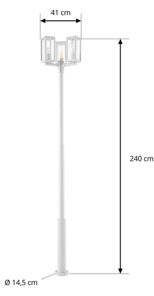Lampa zewnętrzna Lucande Siveta, wysokość 240 cm, 3-punktowa, jasnoszara Siveta Lucande, możliwość ściemniania, aluminiowy / szary / cynkowy, aluminium