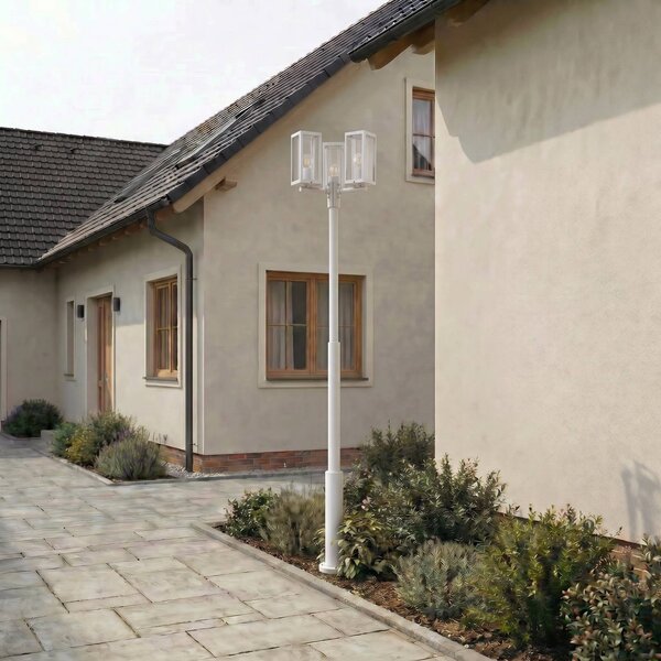 Lampa zewnętrzna Lucande Siveta, wysokość 240 cm, 3-punktowa, jasnoszara Siveta Lucande, możliwość ściemniania, aluminiowy / szary / cynkowy, aluminium