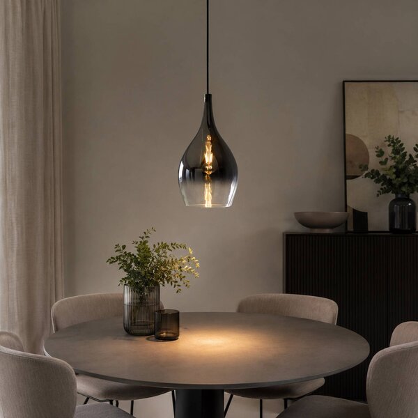 Paul Neuhaus Lampa wisząca Pilua, możliwość ściemniania, aluminiowy / szary / cynkowy, salon / jadalnia, szkło, nowoczesny