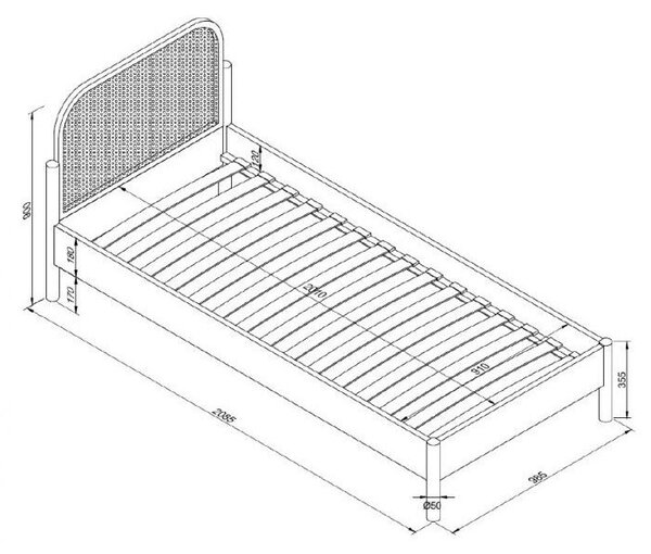Łóżko jednoosobowe z litego drewna dębowego ze stelażem 90x200 cm w naturalnym kolorze Olive Rotan – Vipack