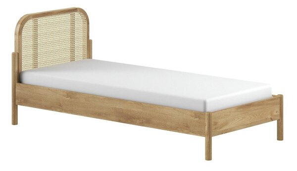 Łóżko jednoosobowe z litego drewna dębowego ze stelażem 90x200 cm w naturalnym kolorze Olive Rotan – Vipack