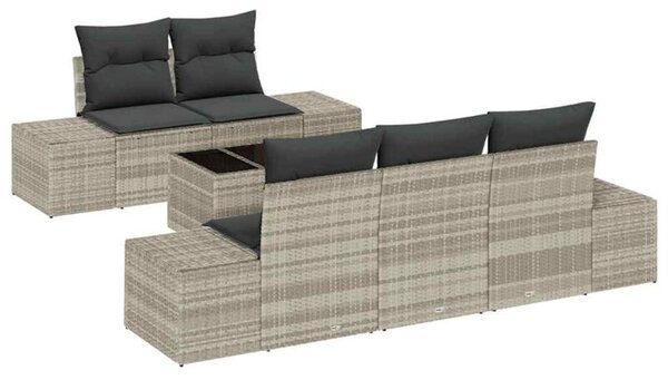 Zestaw Mebli Ogrodowych Komplet Wypoczynkowy Z Poduszkami 6-Częściowy Szary Rattan Na Taras Balkon Ogród