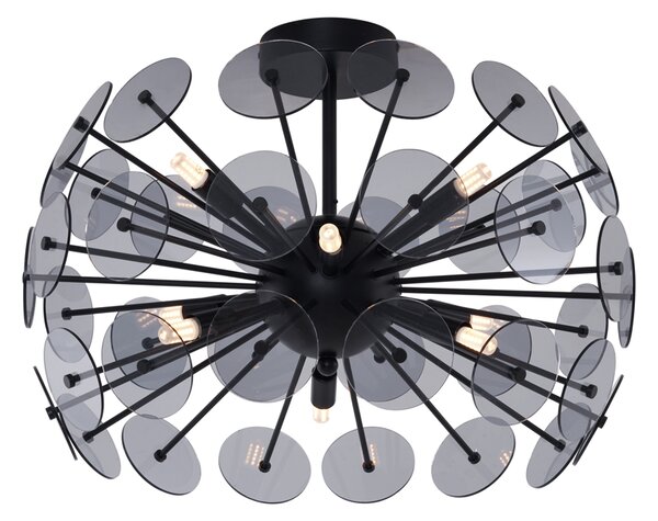 Lampa sufitowa w stylu art deco, czarna z dymionym szkłem - Atomic Oswietlenie wewnetrzne