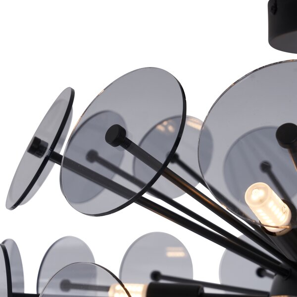 Lampa sufitowa w stylu art deco, czarna z dymionym szkłem - Atomic Oswietlenie wewnetrzne