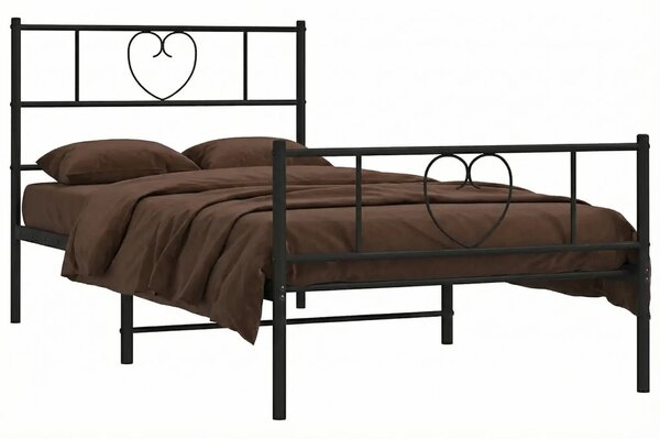 Czarne pojedyncze łóżko metalowe 80x200 cm T7-K18