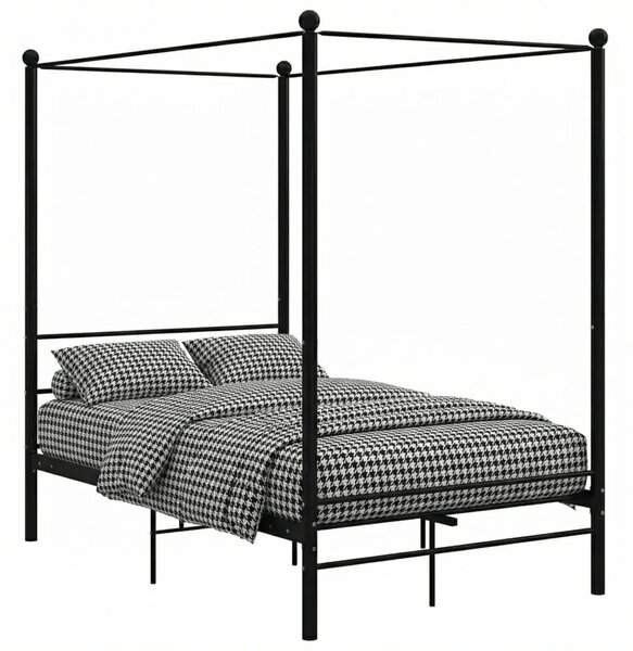 Czarne łóżko z baldachimem z metalu 120x200 cm T3-S22