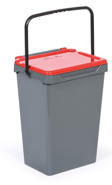 Kosz plastikowy na śmieci do segregacji, 35 l, szary + czerwony