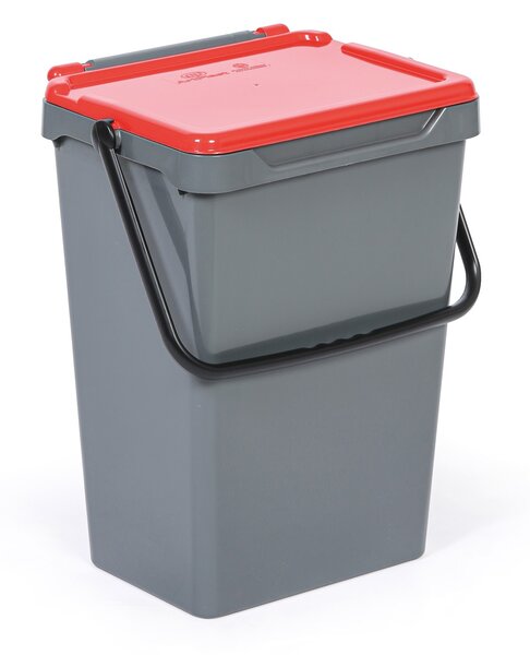 Kosz plastikowy na śmieci do segregacji, 35 l, szary + czerwony