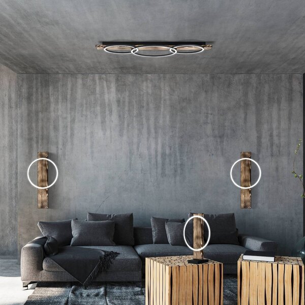 EGLO Lampa sufitowa Boyal, ciemne drewno, salon / jadalnia, drewno