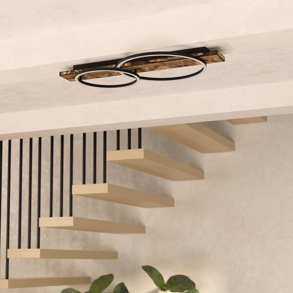 EGLO Lampa sufitowa Boyal, ciemne drewno, salon / jadalnia, drewno