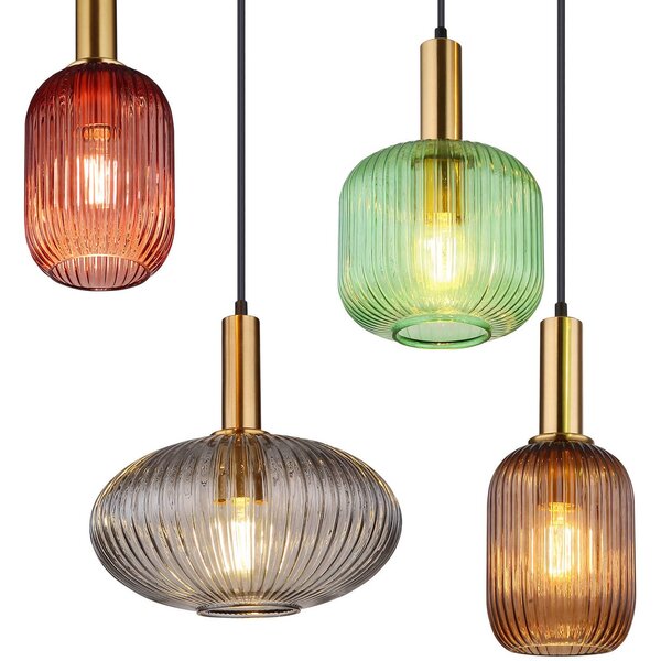 Globo Lampa wisząca szklana Normy, możliwość ściemniania, multikolor, salon / jadalnia, szkło