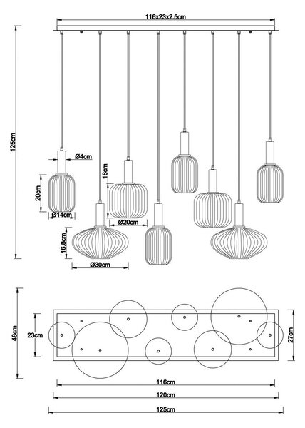 Globo Lampa wisząca szklana Normy, możliwość ściemniania, multikolor, salon / jadalnia, szkło