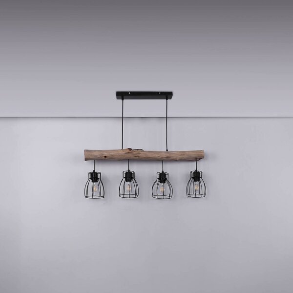 Globo Lampa wisząca Mina, możliwość ściemniania, jasne drewno, salon / jadalnia, drewno