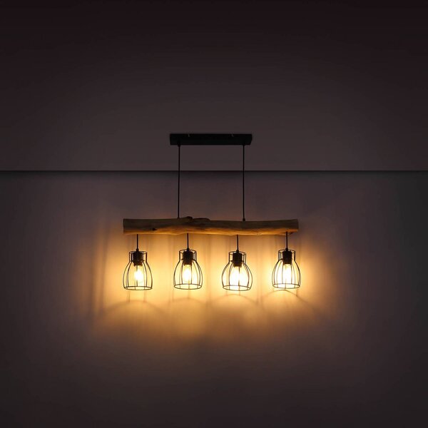Globo Lampa wisząca Mina, możliwość ściemniania, jasne drewno, salon / jadalnia, drewno
