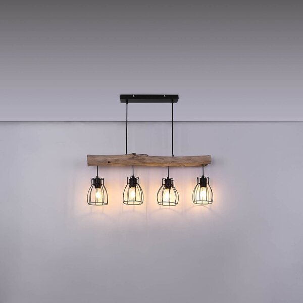 Globo Lampa wisząca Mina, możliwość ściemniania, jasne drewno, salon / jadalnia, drewno