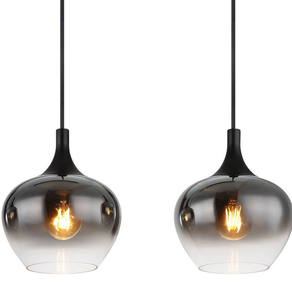 Globo Lampa wisząca szklana Maxy, możliwość ściemniania, aluminiowy / szary / cynkowy, salon / jadalnia, szkło