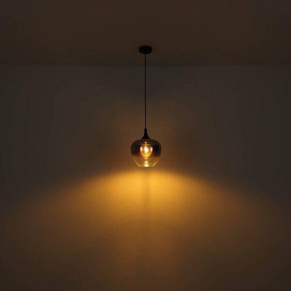 Globo Lampa wisząca szklana Maxy, możliwość ściemniania, aluminiowy / szary / cynkowy, salon / jadalnia, szkło