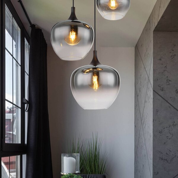 Globo Lampa wisząca szklana Maxy, możliwość ściemniania, aluminiowy / szary / cynkowy, salon / jadalnia, szkło