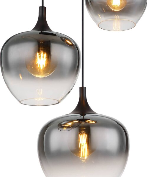 Globo Lampa wisząca szklana Maxy, możliwość ściemniania, aluminiowy / szary / cynkowy, salon / jadalnia, szkło