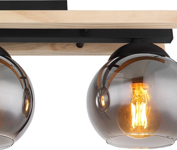 Globo Lampa sufitowa Conni, możliwość ściemniania, aluminiowy / szary / cynkowy, salon / jadalnia, drewno