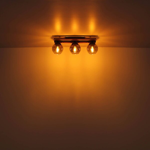 Globo Lampa sufitowa Conni, możliwość ściemniania, aluminiowy / szary / cynkowy, salon / jadalnia, drewno