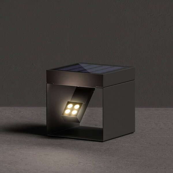 KLEWE LED solarny reflektor ogrodowy Alea antracytowy 15 x cm IP65, czarny, aluminium, nowoczesny