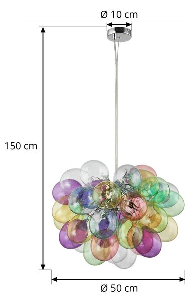 Lampa wisząca szklana Diborah Lucande, możliwość ściemniania, multikolor, salon / jadalnia, szkło, design