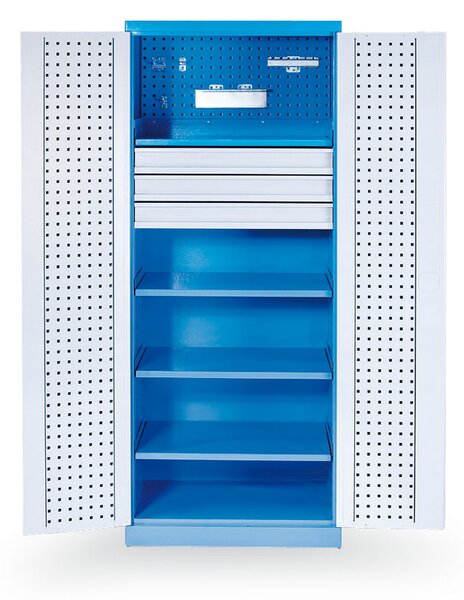 Szafa warsztatowa na narzędzia z szufladami GÜDE, 4 półki, 3 szuflady, nośność 60 kg, 780 x 580 x 1920 mm
