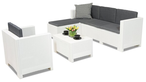 Technorattanowy komplet mebli wypoczynkowych Colorado Relax Corner 5 biały Bica