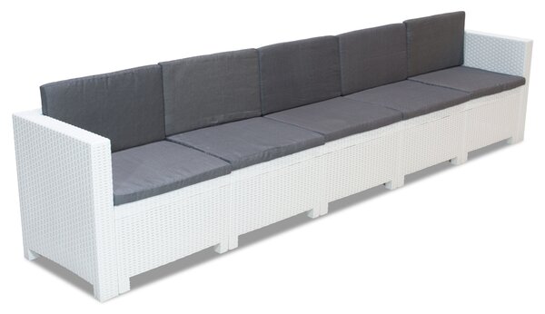 Pięcioosobowa technorattanowa sofa Colorado biała Bica