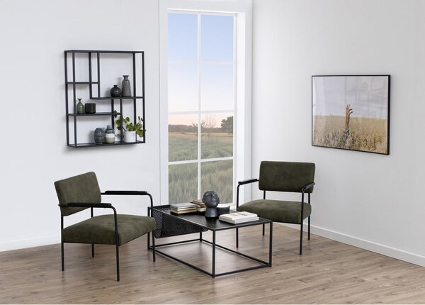 Czarny regał ścienny w dekorze jesionu 75x91 cm Seaford – Actona