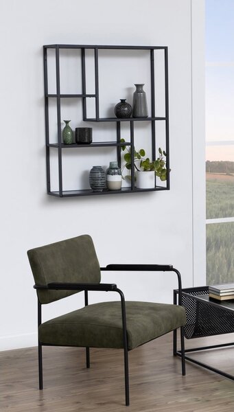Czarny regał ścienny w dekorze jesionu 75x91 cm Seaford – Actona