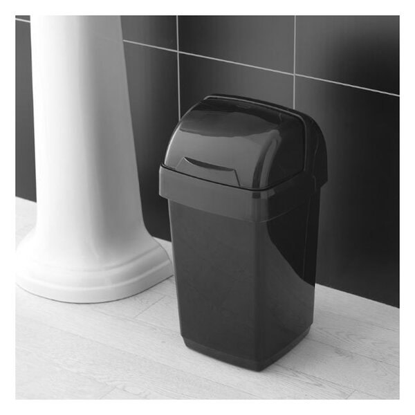 Czarny kosz na śmieci Addis Roll Top, 22,5x23x42,5 cm