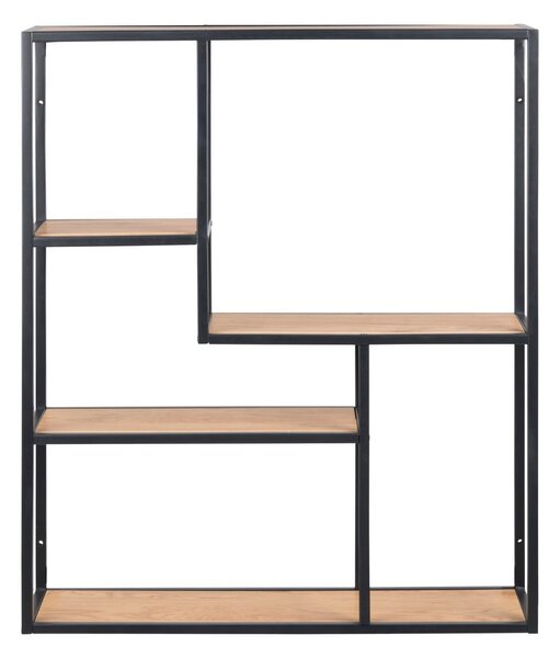 Czarno-naturalny regał ścienny w dekorze dębu 75x91 cm Seaford – Actona
